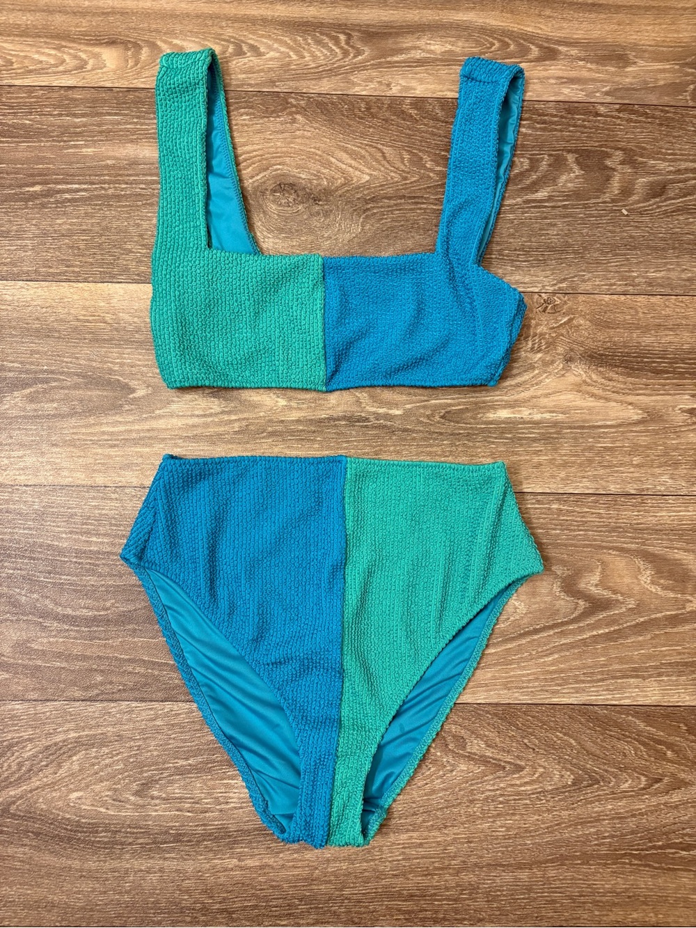 Show Me Your Mumu Sea Colorblock Scrunch Bikini Set Small